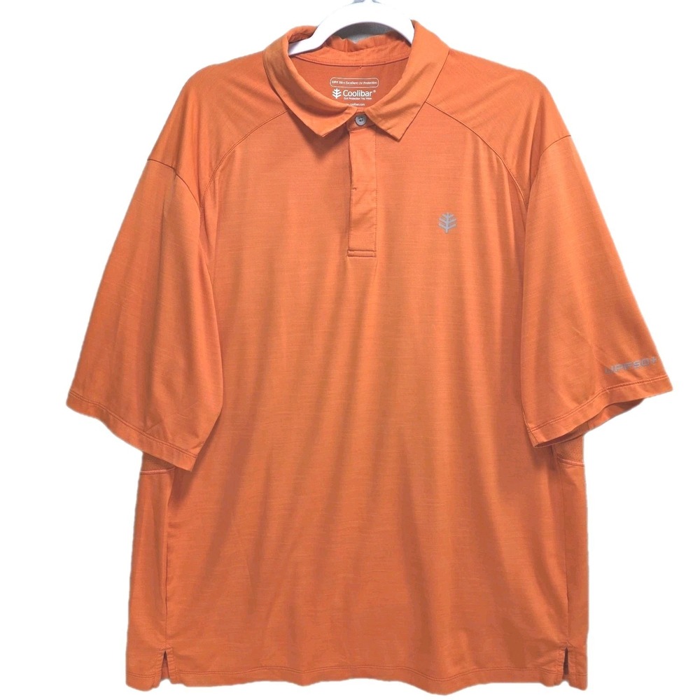 Coolibar UPF 50 Shirt Mens XL Sun Protection Athletic Outdoor Orange‎ Beach